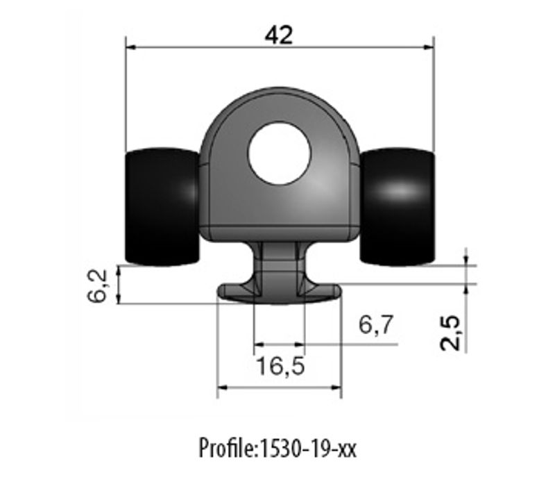 Trykkslider 19mm m/svivel